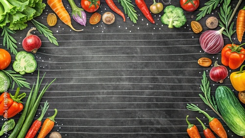 Fresh veggie journal, lined chalkboard design.