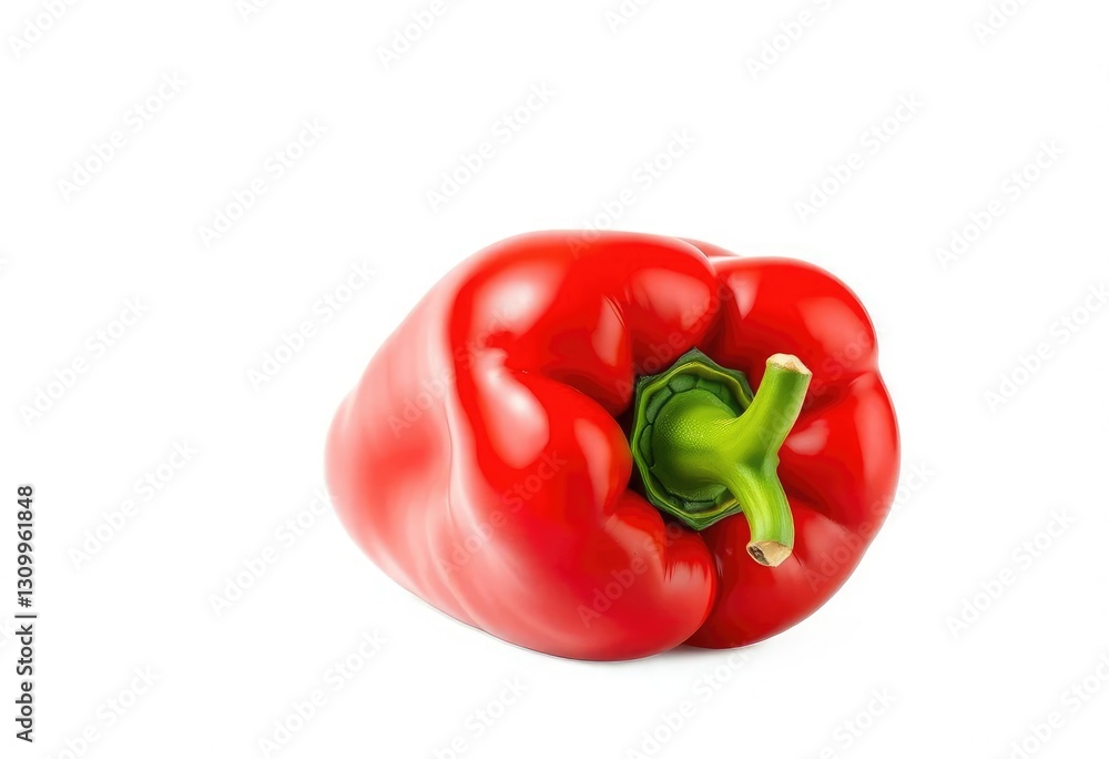 Single vibrant red bell pepper, perfectly isolated on pure white background, glossy, vegetable Single vibrant red bell pepper, perfectly isolated on pure white background, glossy, vegetable