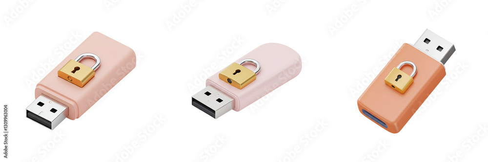 3D USB Drive with Lock – Secure Data Storage Icon 3D USB Drive with Lock – Secure Data Storage Icon