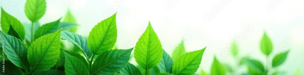 Obraz premium Lush green leaves isolated on white background, clean, plants