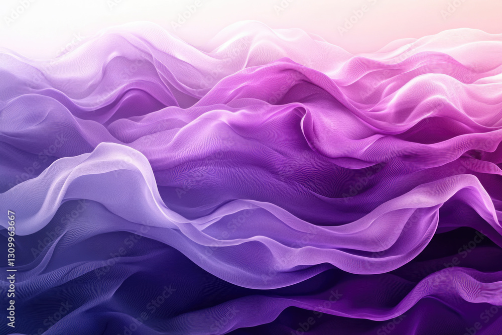 Fototapeta premium Abstract image of flowing purple and lavender fabric, creating soft waves and gradients.