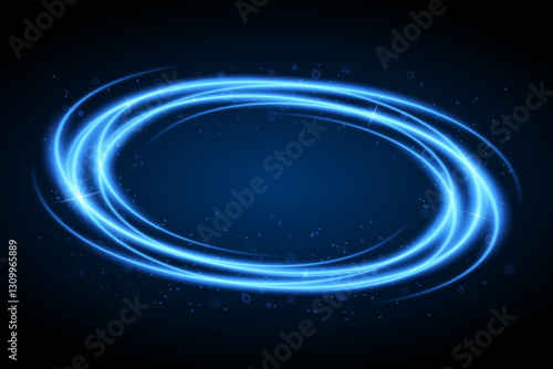 Abstract rotating universe. Futuristic teleport. Glowing blue ring.Vector.EPS 10.