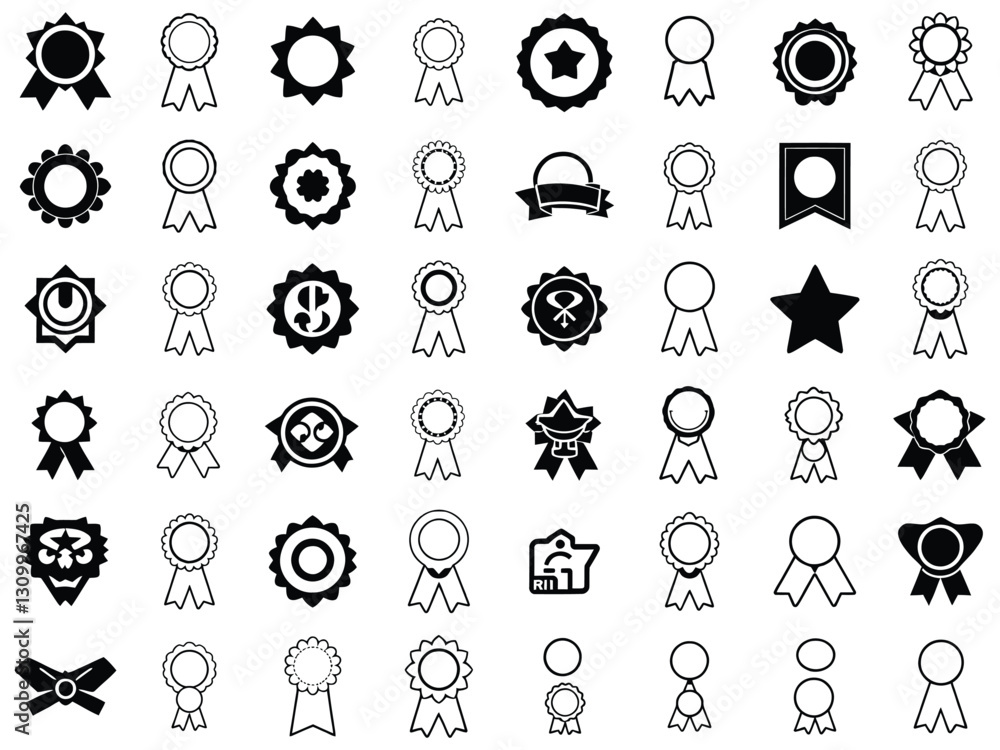 Fototapeta premium Set of Simple Black and White Award Ribbons