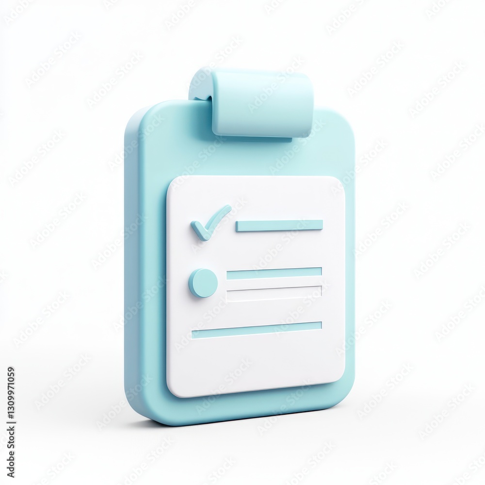Minimalist white Medical Receipt Icon in 3D. Minimalist white Medical Receipt Icon in 3D.