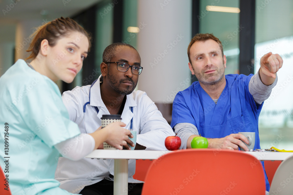 Fototapeta premium group of doctors in the cafeteria