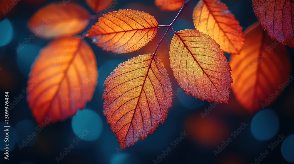 Obraz premium Autumn leaves, backlit, bokeh, nature, design