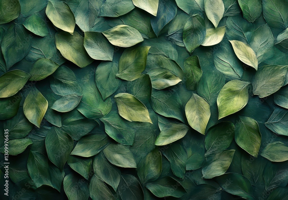 Obraz premium Green and Lush Leaves Texture Background for Nature Inspired Designs, Relaxation Spaces, Eco-Friendly Themes, and Creative Projects