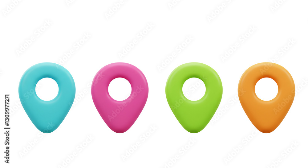 Fototapeta premium Colorful Location Pin Icons - 3D Rendered Navigation Pointers
