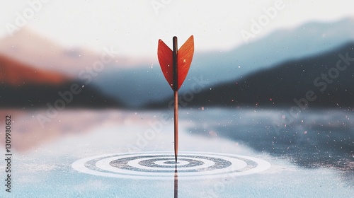 Crystal-clear target board with an arrow striking the bullseye, representing clarity and determination in achieving objectives.