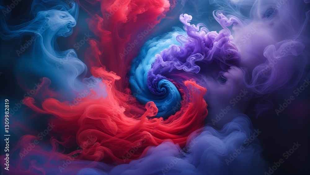 Obraz premium Swirling colors create dynamic patterns in an abstract composition of vapor-like textures and forms