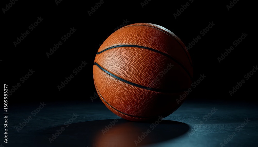 Obraz premium Orange Basketball on Dark Background with Dramatic Lighting Effects