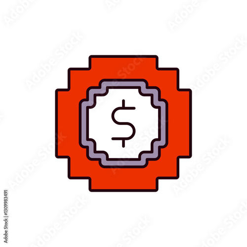 Gold Coin Pixel Icon for Digital Assets and In-Game Currency