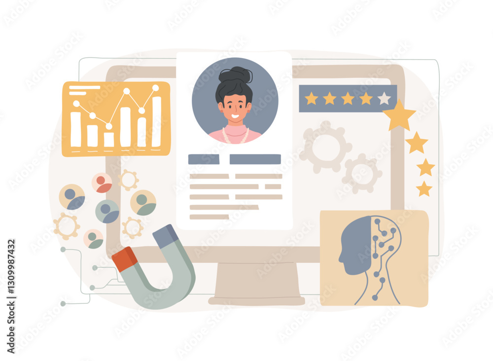 AI-Analyzed Reputation Management abstract concept vector illustration.