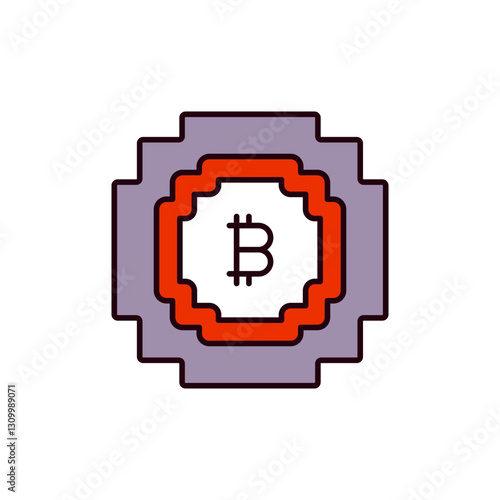 Crypto Token Pixel Icon for Blockchain Gaming and Digital Economy