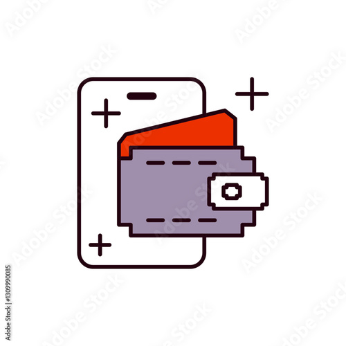 Digital Wallet Pixel Icon for Secure Game Asset Storage Solutions