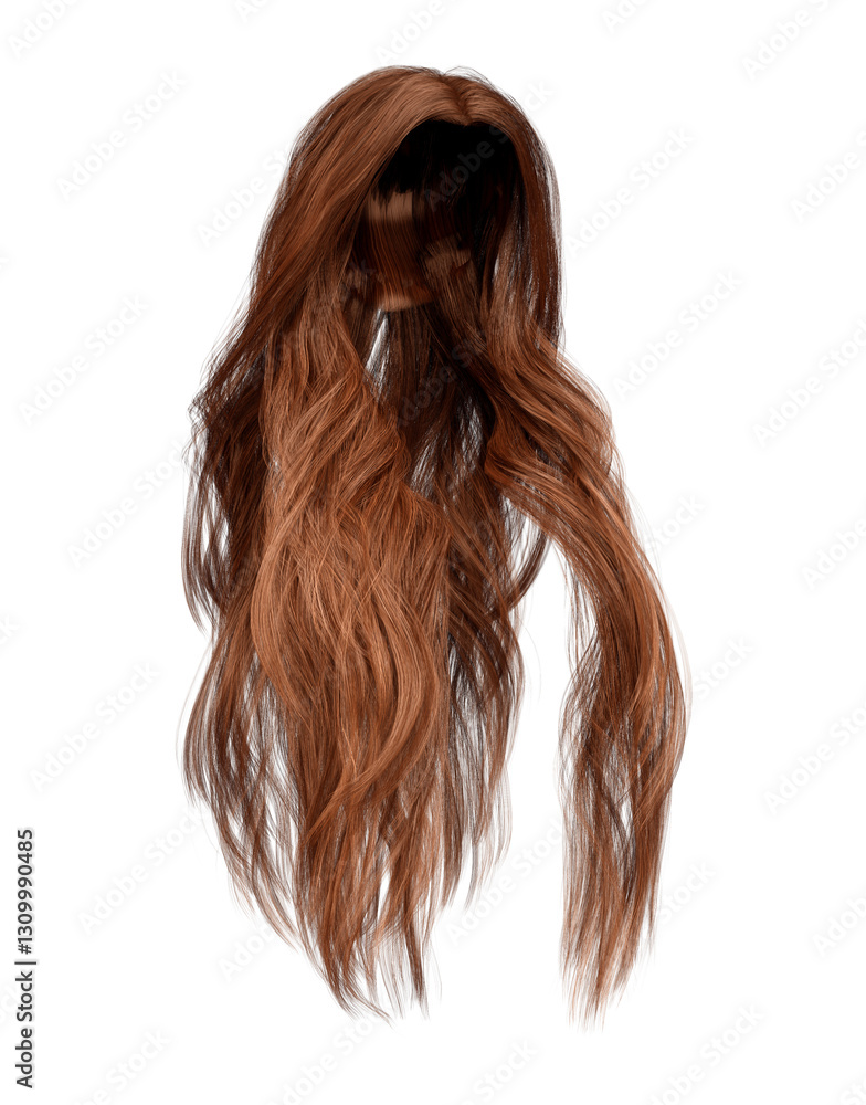 Fototapeta premium 3d render long straight red hair isolated