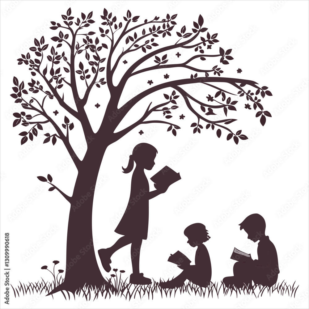 Fototapeta premium silhouette international children”s book day on white background