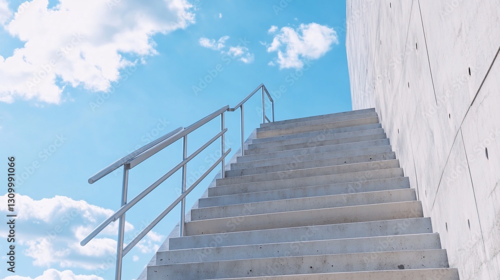Fototapeta premium Upward Staircase Minimalist Abstract Sky Background