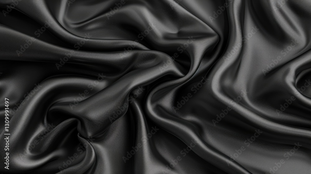 Fototapeta premium Glossy black silk fabric for fashion or textile background