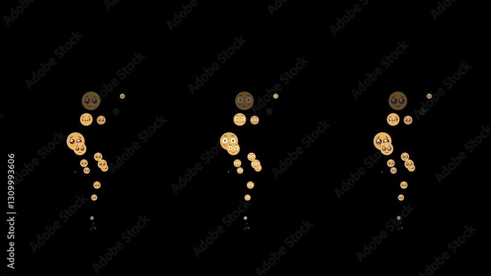 Emoticon symbol animated on transparent background. Pleading face, holding back tear, flushed, blush emoji floating up motion graphic with alpha channel. Social media, live, flying upwards. Emoticon symbol animated on transparent background. Pleading face, holding back tear, flushed, blush emoji floating up motion graphic with alpha channel. Social media, live, flying upwards.