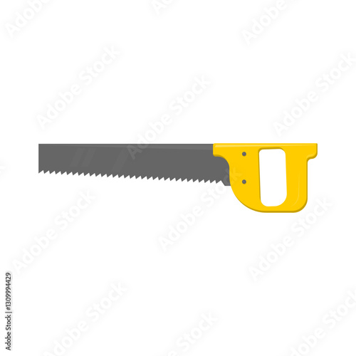 wood saw with yellow handle. tools. carpentry. vector illustration. carpenter.