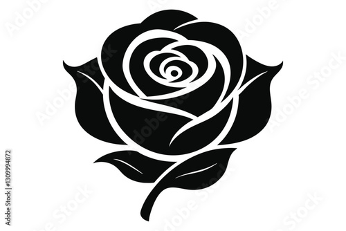 Elegant rose flower silhouette vector art illustrations, perfect for microstock and design projects.