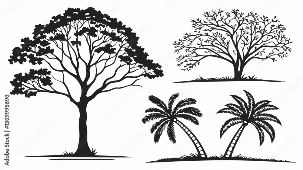 Obraz premium Set Variations of Vector Trees Icon