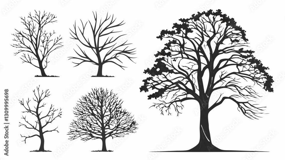 Obraz premium Set Variations of Vector Trees Icon