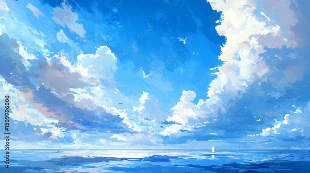 A soft gradient of blue and white hues fills the summer sky, with delicate clouds drifting across the serene backdrop. The bright, sunny atmosphere contrasts with the cooler tones of a winter sky, A soft gradient of blue and white hues fills the summer sky, with delicate clouds drifting across the serene backdrop. The bright, sunny atmosphere contrasts with the cooler tones of a winter sky,