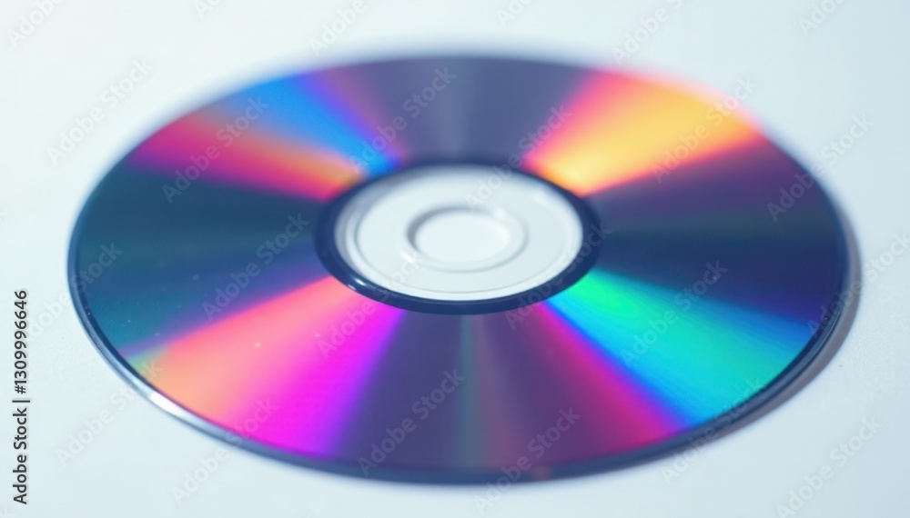 Close-up of a single CD, pristine white backdrop , studio shot, storage Close-up of a single CD, pristine white backdrop , studio shot, storage