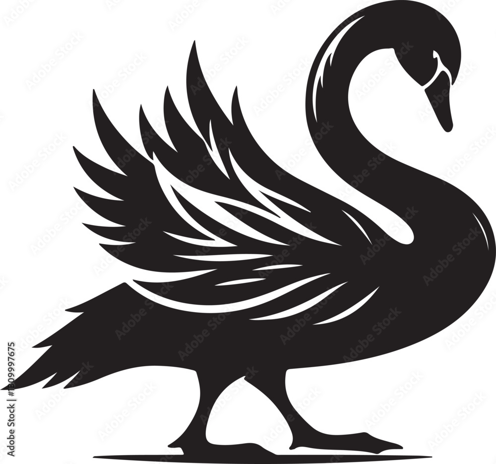 Fototapeta premium Romantic Swan Clipart Set