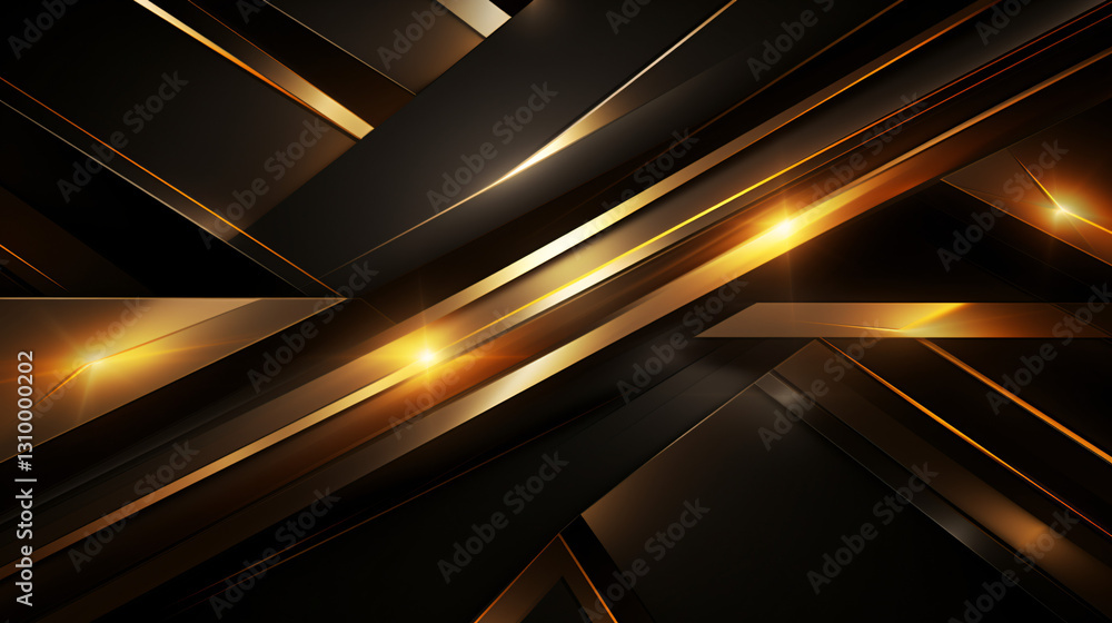 Obraz premium A moody, modern, sleek gold tech background with black accents, ideal for technology presentations.