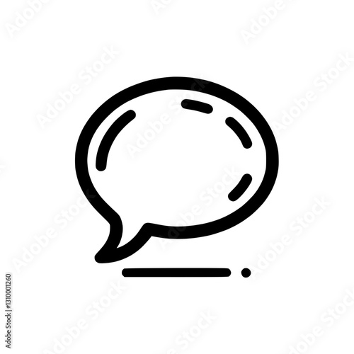 Speech bubble icon in solid black representing communication and dialogue