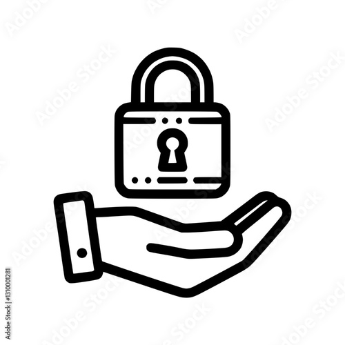 Hand holding padlock icon representing security and protection