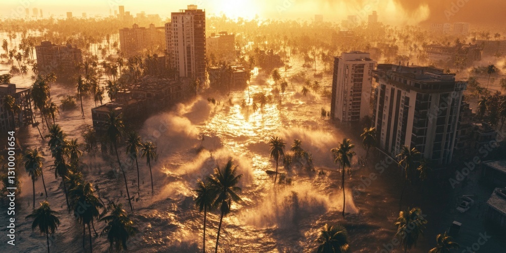 Fototapeta premium Palm tree-lined city street