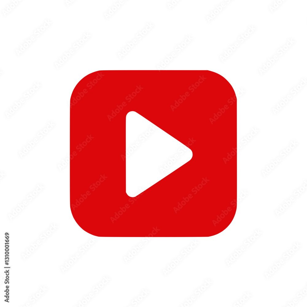 Play button icon in solid red representing media and entertainment Play button icon in solid red representing media and entertainment