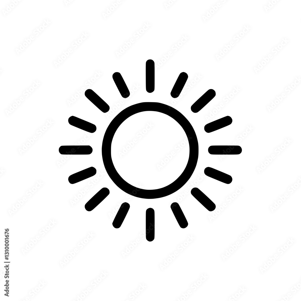 Sun icon in outline style representing light and warmth Sun icon in outline style representing light and warmth