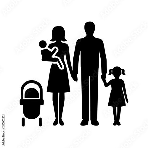 Family icon with parents and children, symbolizing love and togetherness