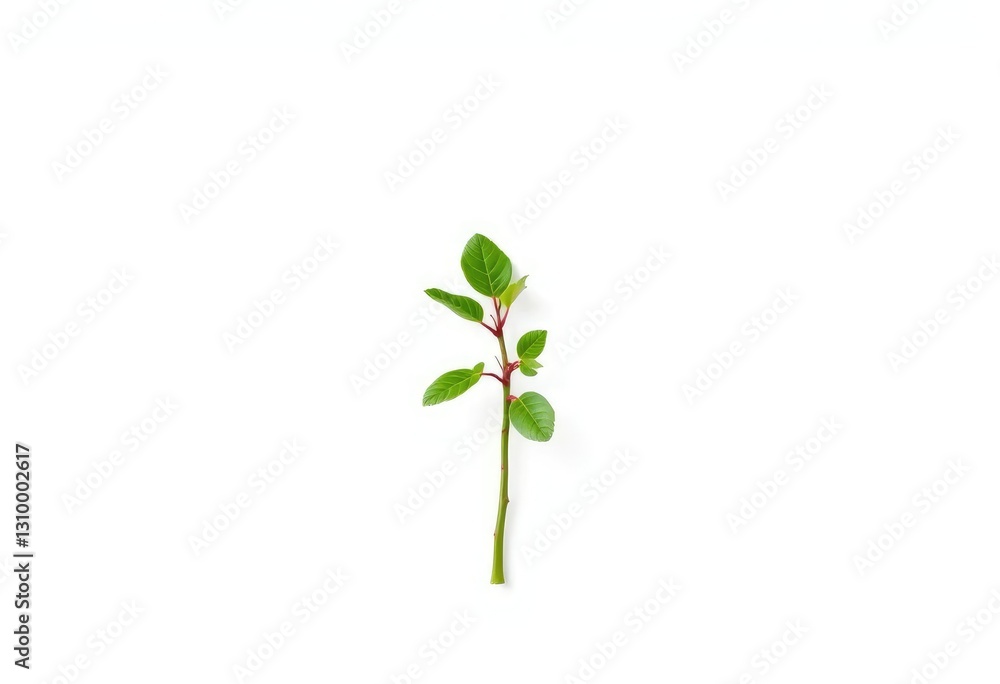 Single vibrant green plant isolated on pure white background, bright, cutout Single vibrant green plant isolated on pure white background, bright, cutout