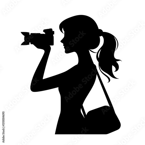 Female Travel Photographer on Adventure Silhouette