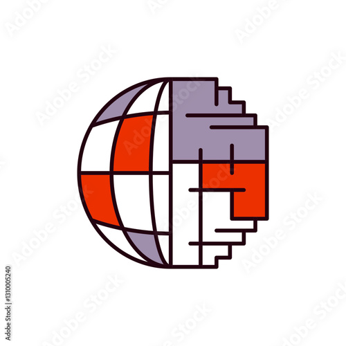 Metaverse Globe Pixel Icon for Virtual Worlds and Blockchain-Based Gaming