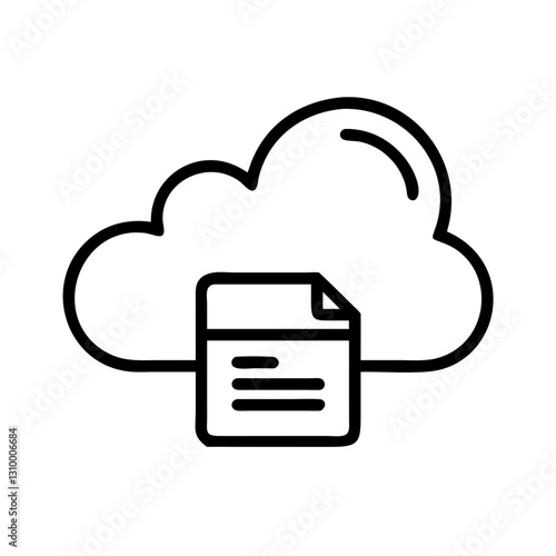 Cloud storage icon with document, digital organization concept