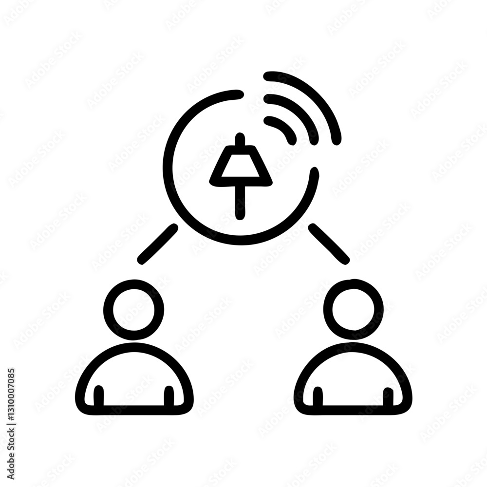 Remote Team Communication icon with alert symbol, connectivity concept Remote Team Communication icon with alert symbol, connectivity concept