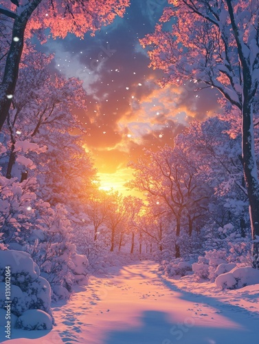 Snowy Forest Path