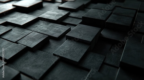 Abstract Dark Cubes: A Geometric Labyrinth of Shadow and Texture, Angular Mystery