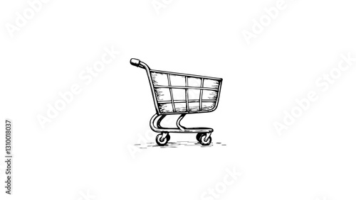 Vintage sketch of a shopping cart on a white background  