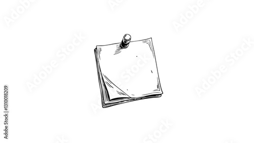 Vintage sketch of a note with a pin  