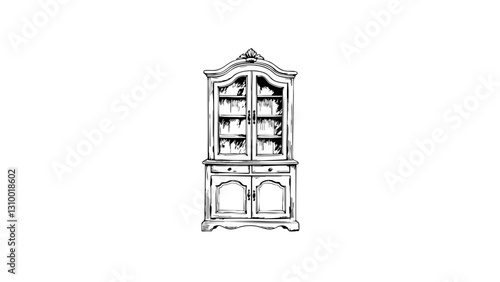 Vintage sketch of a classic cabinet  