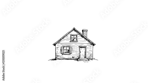 Vintage sketch of a cozy house on a white background  