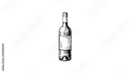 Vintage sketch of a wine bottle  